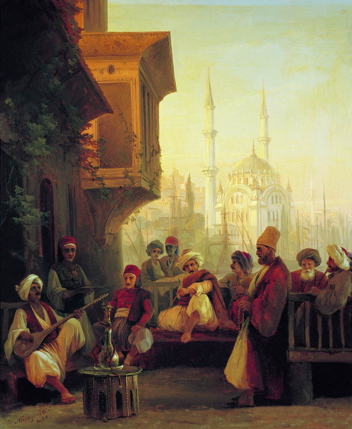 Coffee-house by the Ortakoy Mosque in Constantinople, Ivan Aivazovsky (19th century)